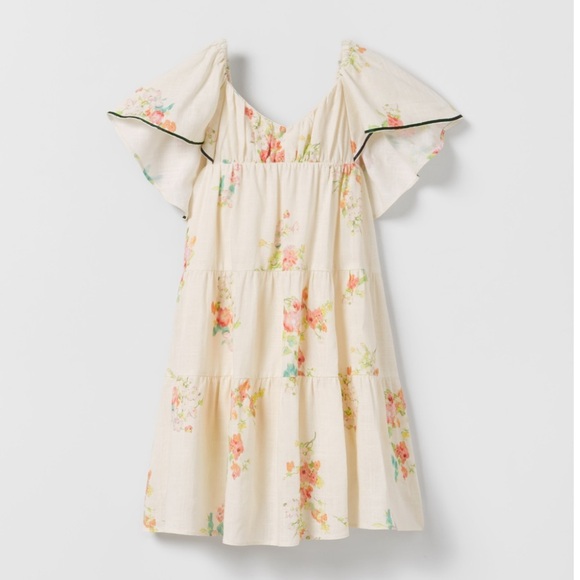 Zara Other - ZARA GIRL NWT PIPED WATERCOLOR DRESS